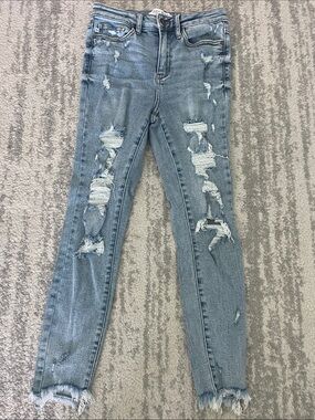 Judy Blue Light Blue Distressed Skinny Jeans
